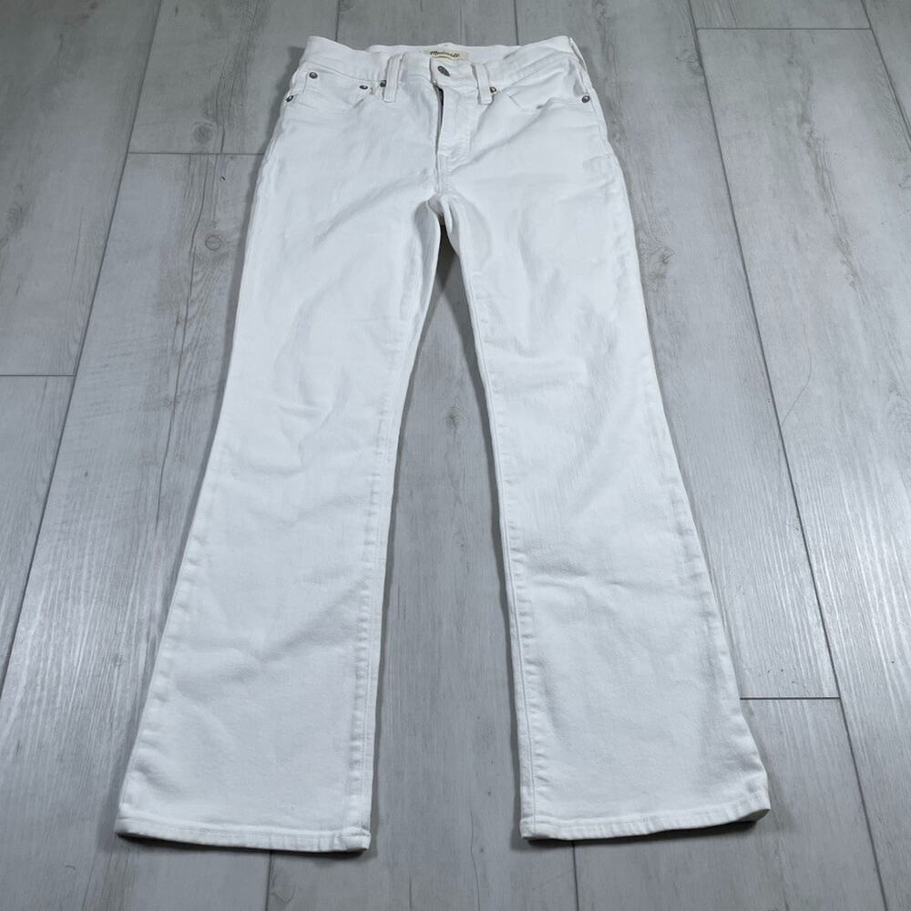 Madewell Women's 25 Mid-Rise Kick Out Ankle Length Jeans in White Denim Zip Fly